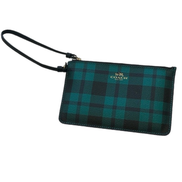 43 Coach Riley Plaid Small Wristlet Atlantic Multi F54461 - Picture 1 of 6